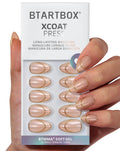 BTArtbox French Tip Press On Nails – Double Gold, Lamp-Curable 3D Gold Line, Short Almond Kit (32 Nails)