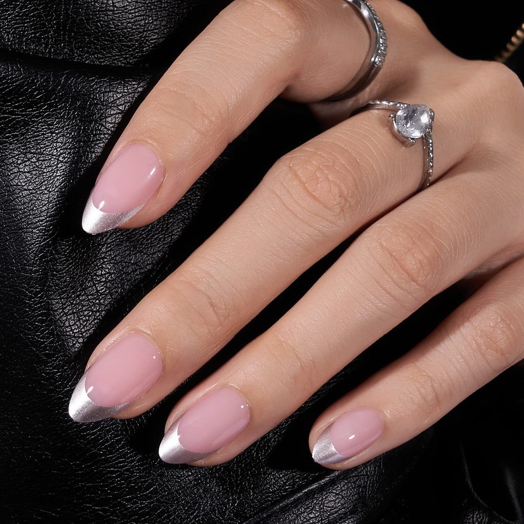 BTArtbox French Tip Press On Nails – Short Almond Soft Gel, Reusable