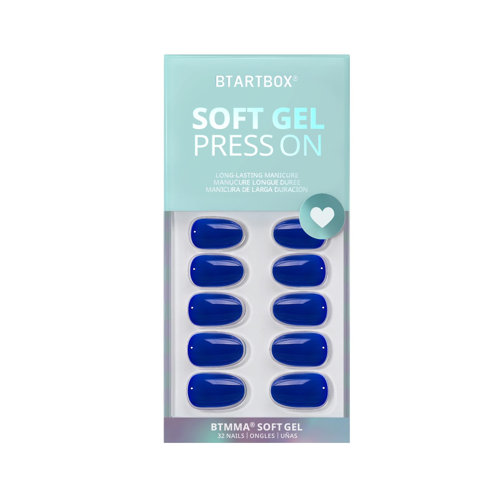 BTArtbox Mystic Navy Blue Short Oval Press On Nails | Soft Gel & Glue Kit
