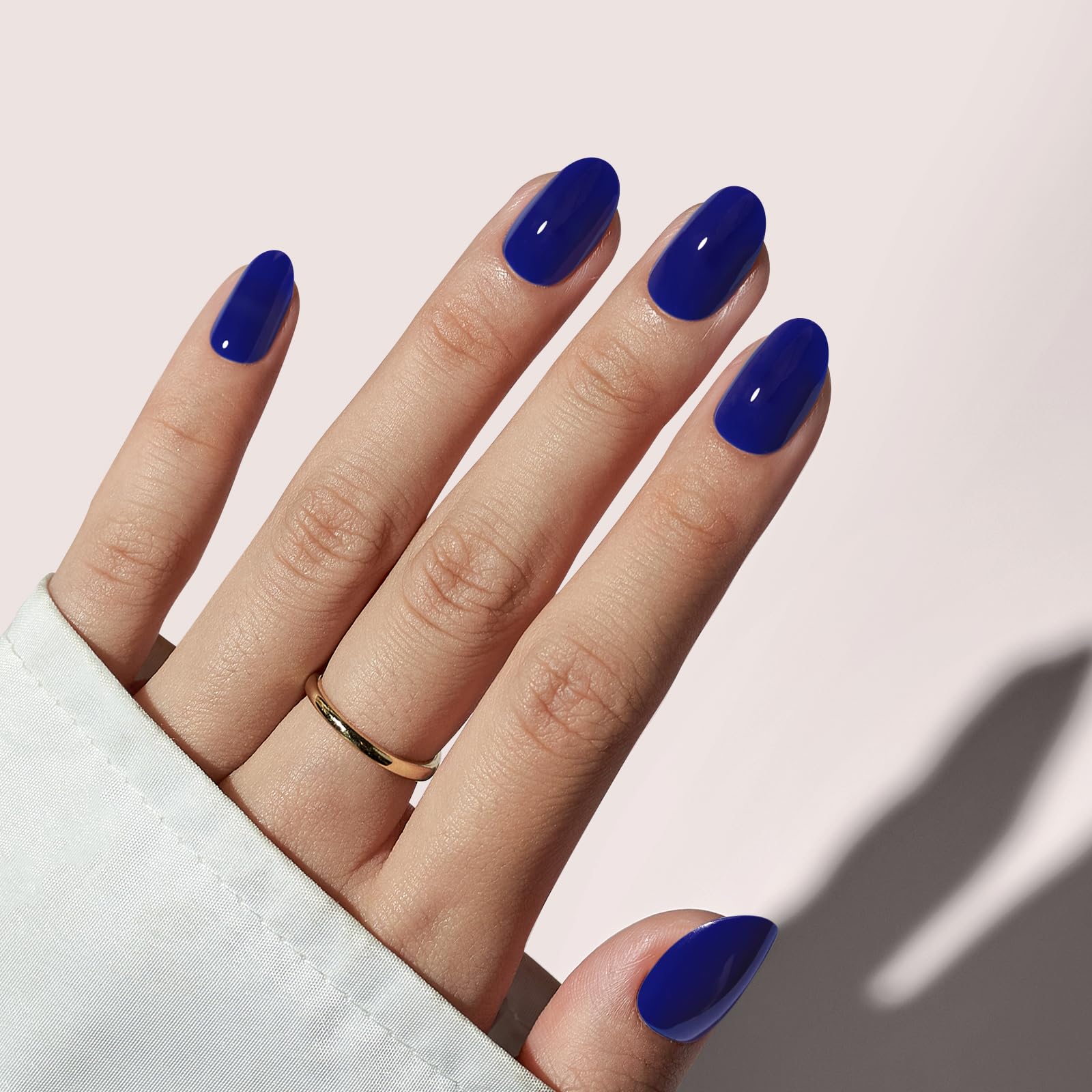 BTArtbox Mystic Navy Blue Short Oval Press On Nails | Soft Gel & Glue Kit