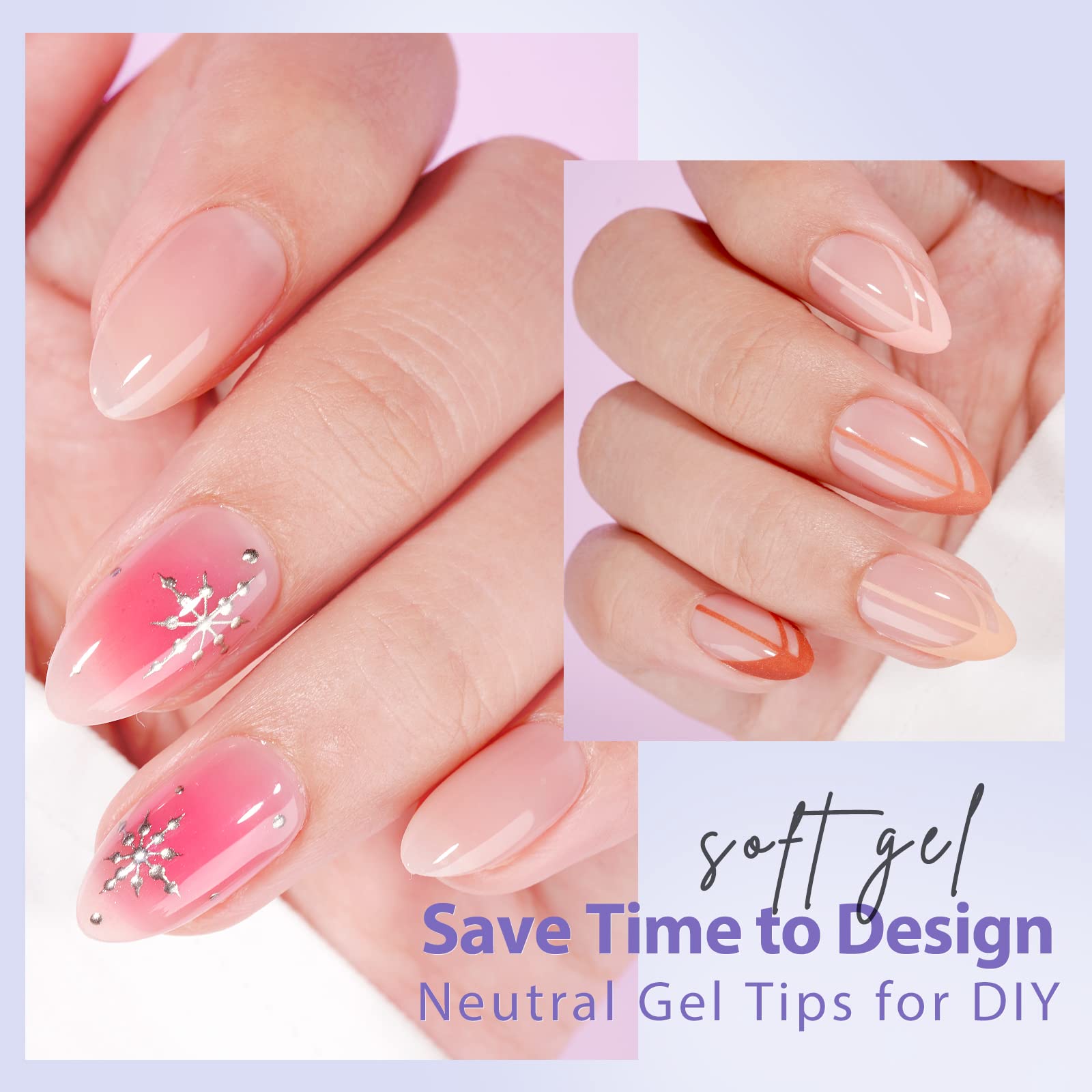 BTArtbox Short Almond Soft Gel Nail Tips – XCOATTIPS Nude Press-On Nails, 160pcs