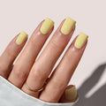 BTArtbox Press On Nails Short – Pastel Yellow Square, 32 Nails Kit with Glue (16 Sizes)
