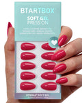 BTArtbox Press On Nails Almond – Raspberry Red Short, 32 Nails, 16 Sizes (Berry Blod)