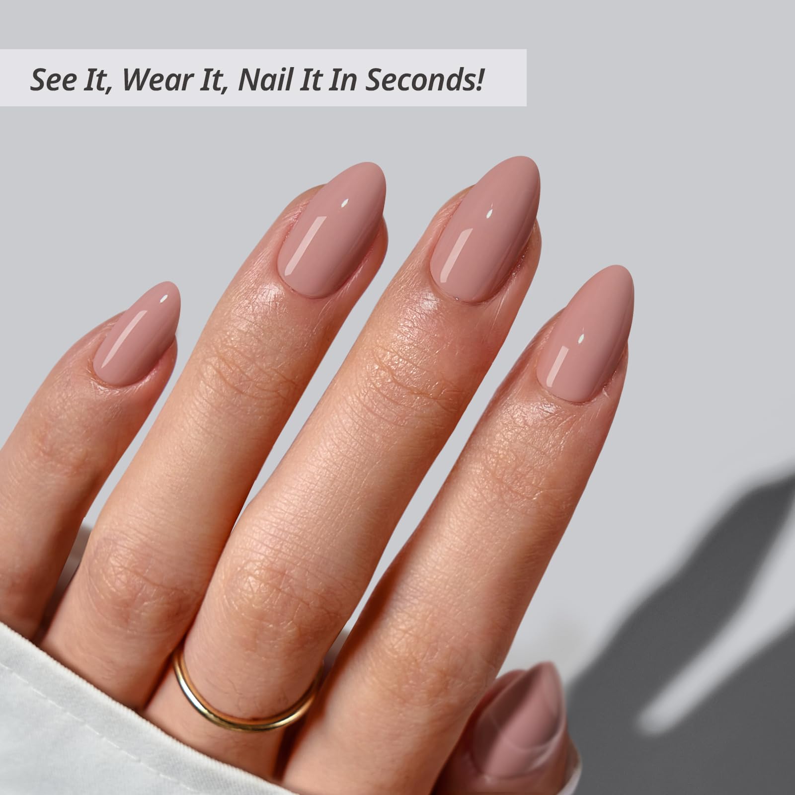 BTArtbox Almond Press On Nails – Flesh Pink Nude Short, Glue Kit