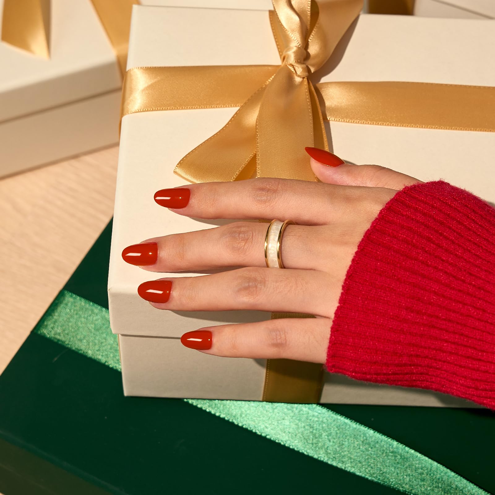 BTArtbox Short Red Press On Nails – Mulled Wine Gel Kit, 16 Sizes, Glue Included