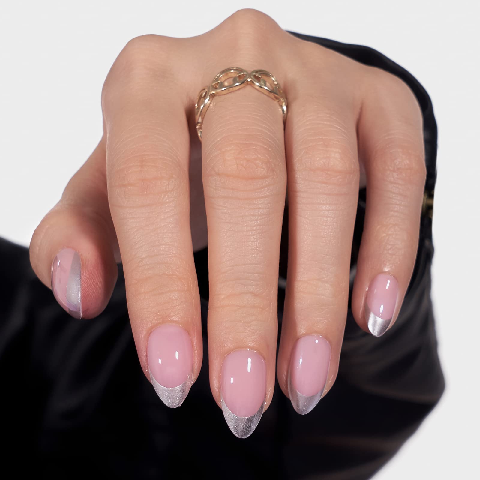 BTArtbox French Tip Press On Nails – Short Almond Soft Gel, Reusable