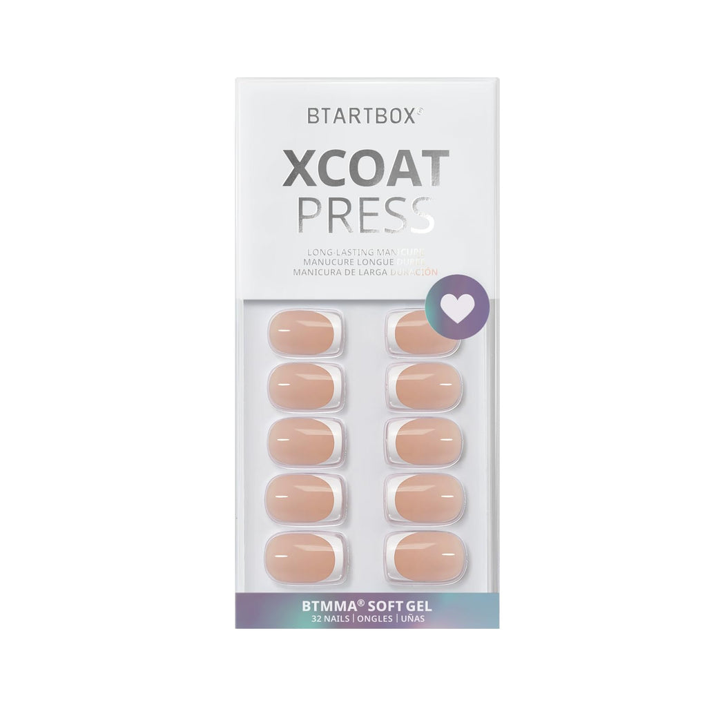 BTArtbox French Tip Press On Nails – Short Gel Nails, 15 Sizes, Classic White