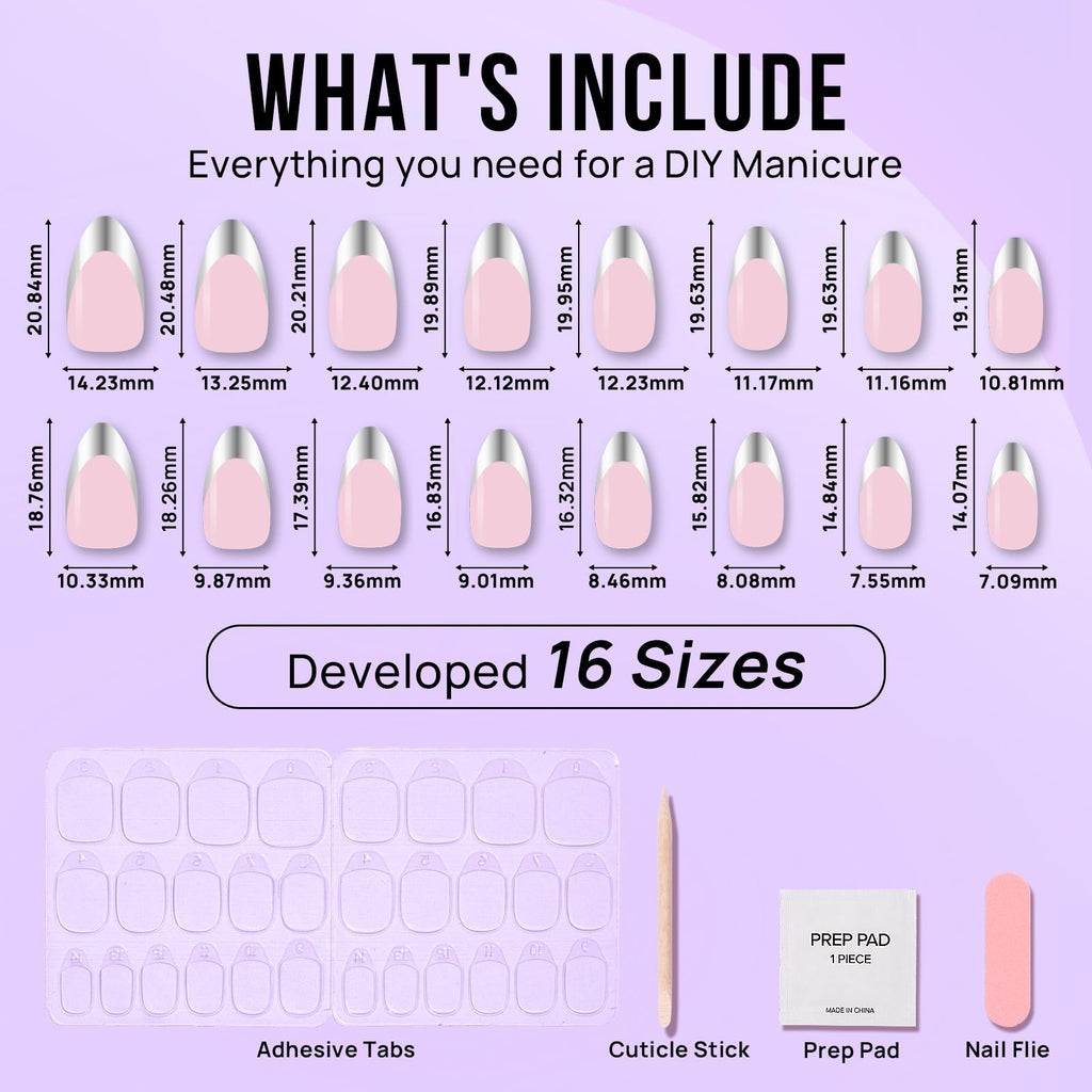 BTArtbox French Tip Press On Nails – Short Almond Soft Gel, Reusable