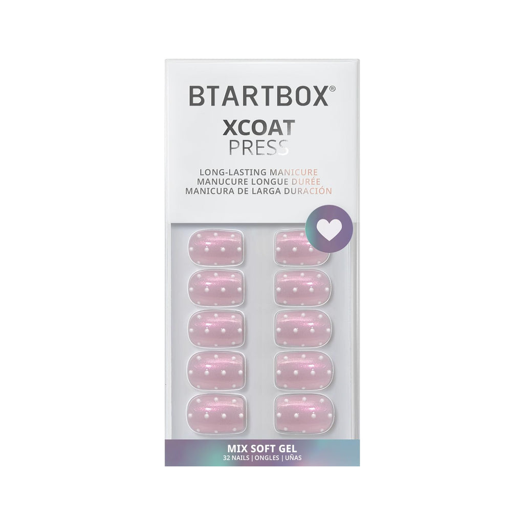 BTArtbox Sugar Pop Press On Nails Short 32-Piece Kit | 16 Sizes, 3D Polka Dot Glitter