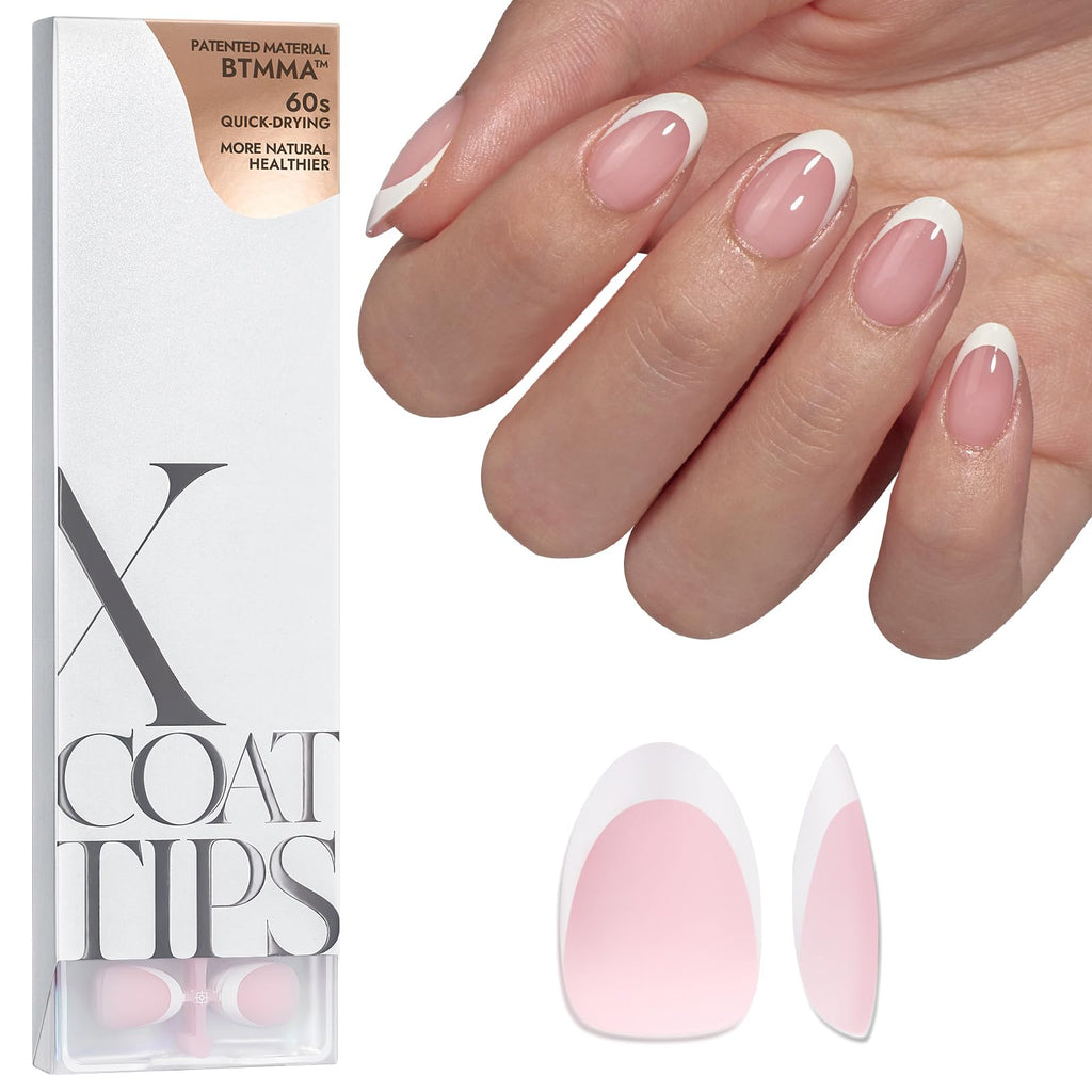BTARTBOXNAILS French Gel Nail Tips – XCOATTIPS Press-On Nails for French Manicure, Pink, Extra Short Almond