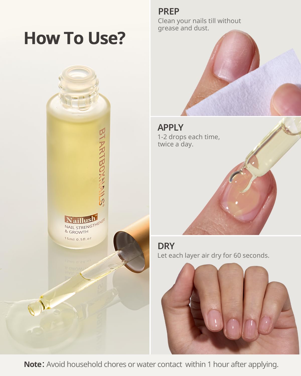 BTARTBOXNAILS Naillush Nail Strengthener & Growth – Repair & Strengthen Nails (15ml)