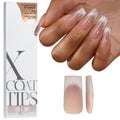 BTArtboxnails XCOATTIPS Cat Eye French Tip Press-On Nails – Soft Gel, Long Square Extensions