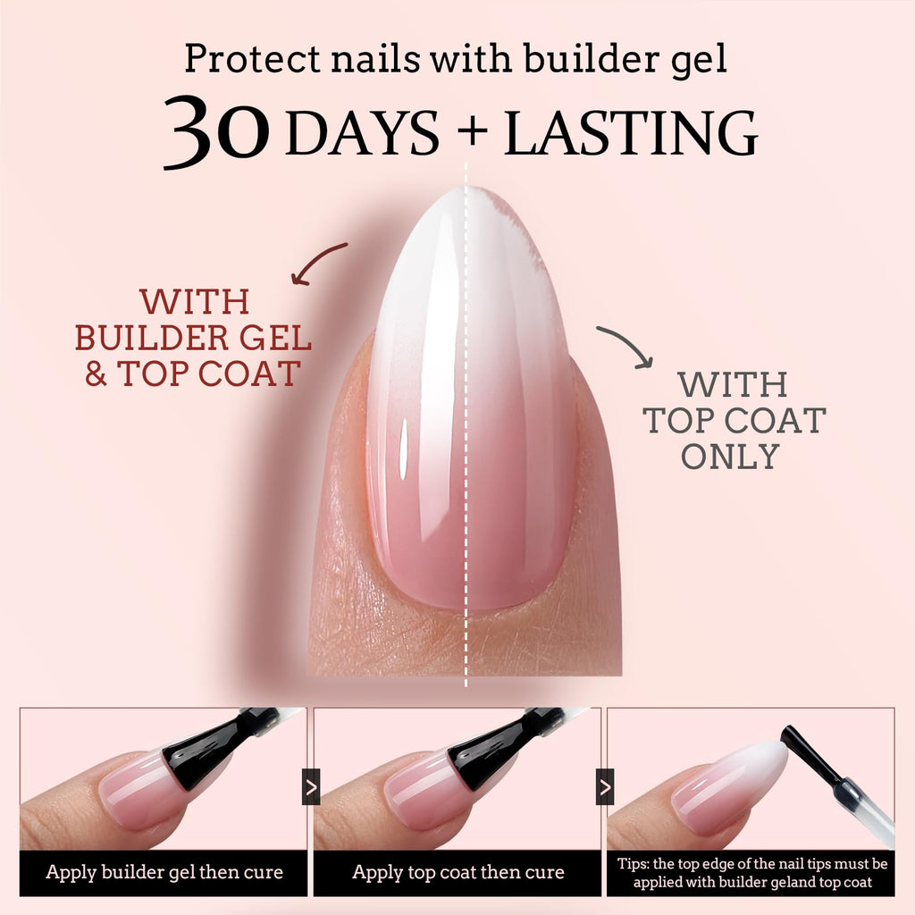 BTArtboxnails XCOATTIPS Ombre Nails – 150 Pcs, Pink–White Gradient