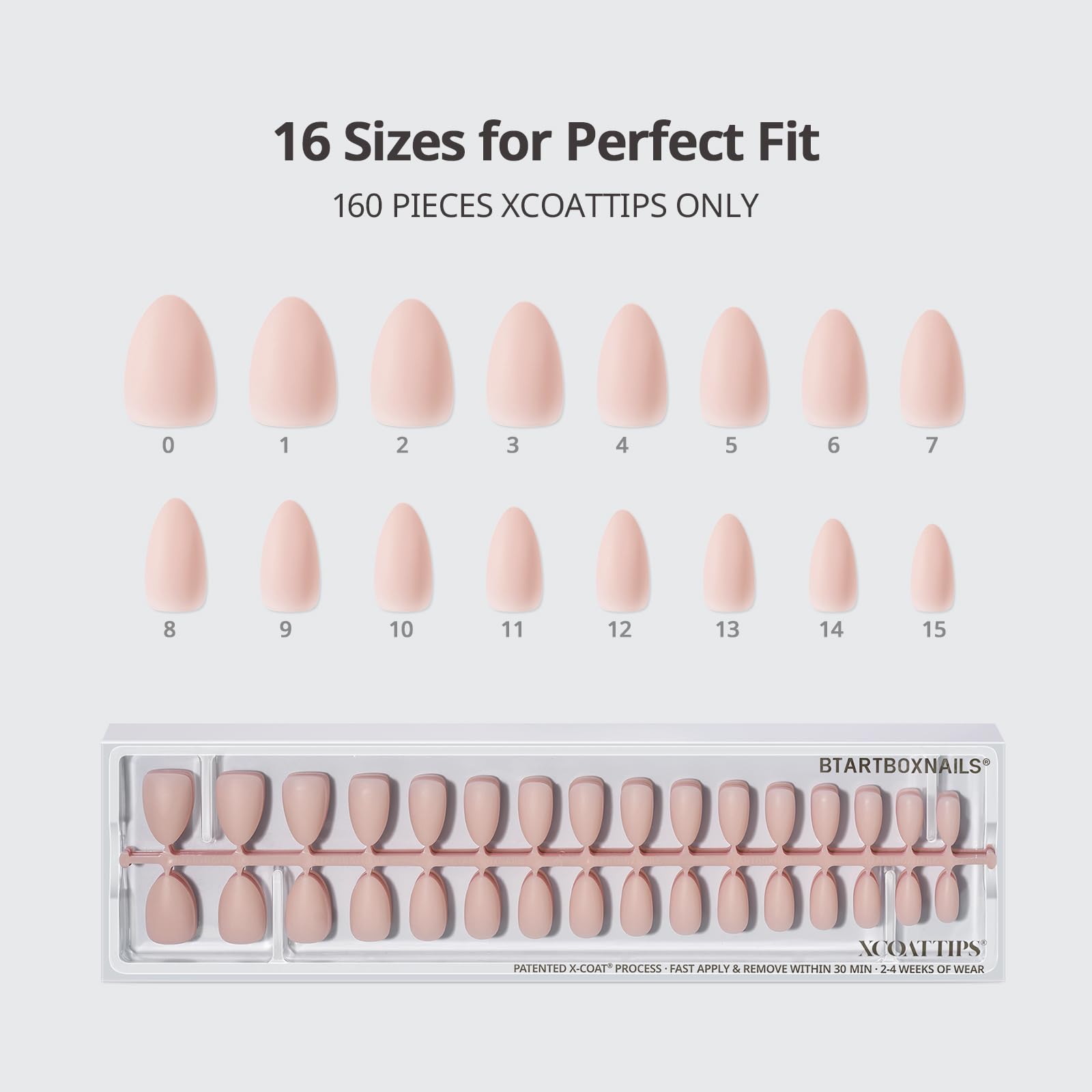 BTArtboxNails XCOATTIPS Bare 5-Shades Nude Press-On Nails – 4-Week Wear, Easy Apply