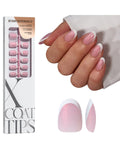 BTArtboxNails XCOATTIPS French Tip Press On Nails – Pink Glitter Base, Short Oval, 96 Pcs, 16 Sizes