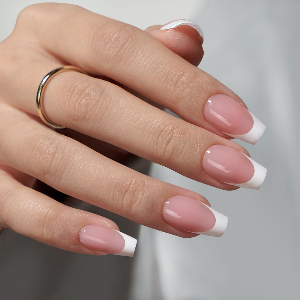 BTArtboxnails XCOATTIPS French Tip Press-On Nails Kit – All-in-One Coffin Extension