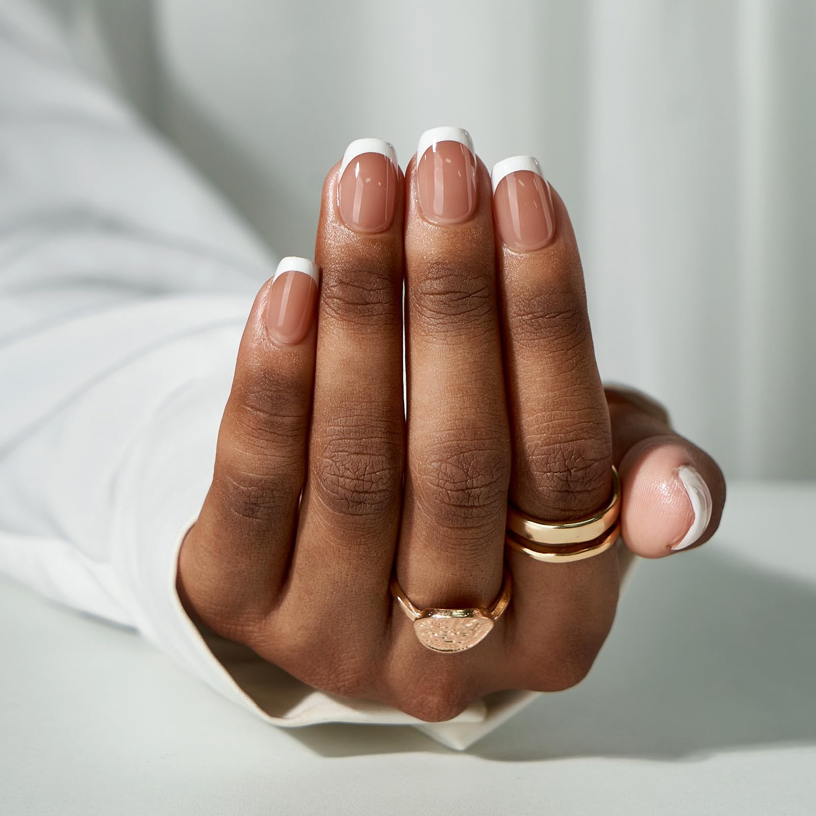 BTArtboxnails XCOATTIPS Brown Extra Short French Tip Press-On Nails