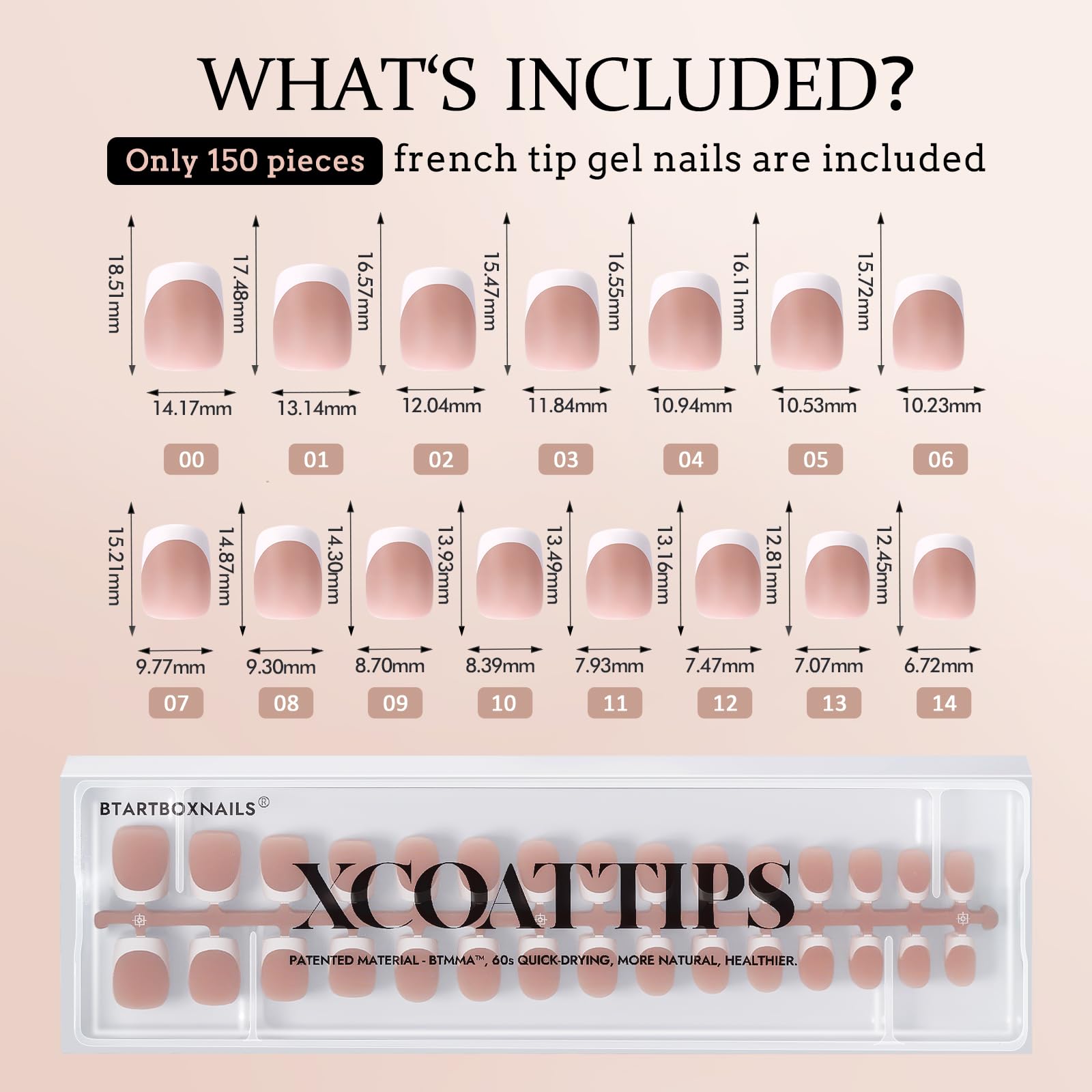 BTArtboxnails XCOATTIPS Brown Extra Short French Tip Press-On Nails