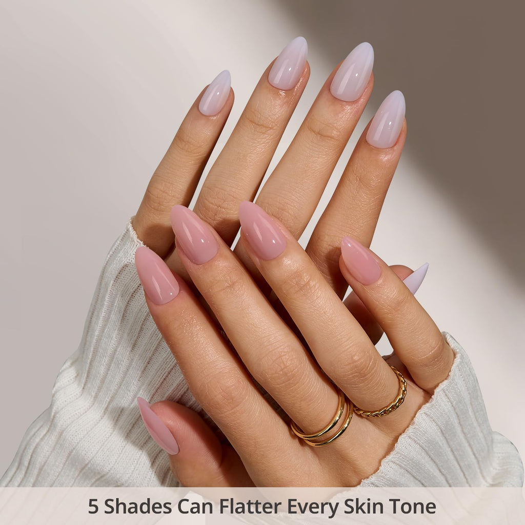 BTArtboxNails XCOATTIPS Bare 5-Shades Nude Press-On Nails – 4-Week Wear, Easy Apply