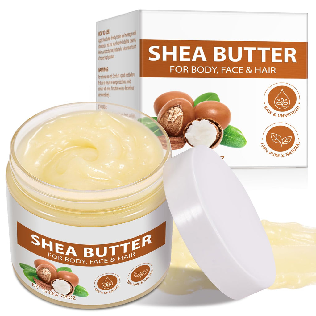 Btefls Pure Organic Shea Butter — Raw, Unrefined, 7.8 oz for Skin & Hair Care