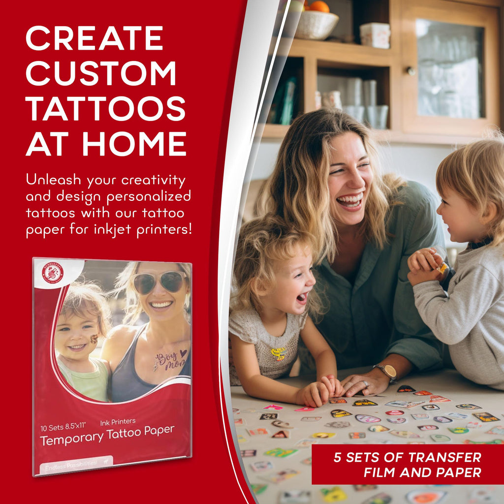 BubblePop! Printable Temporary Tattoo Paper for Inkjet Printer – 10 Sheet Pack