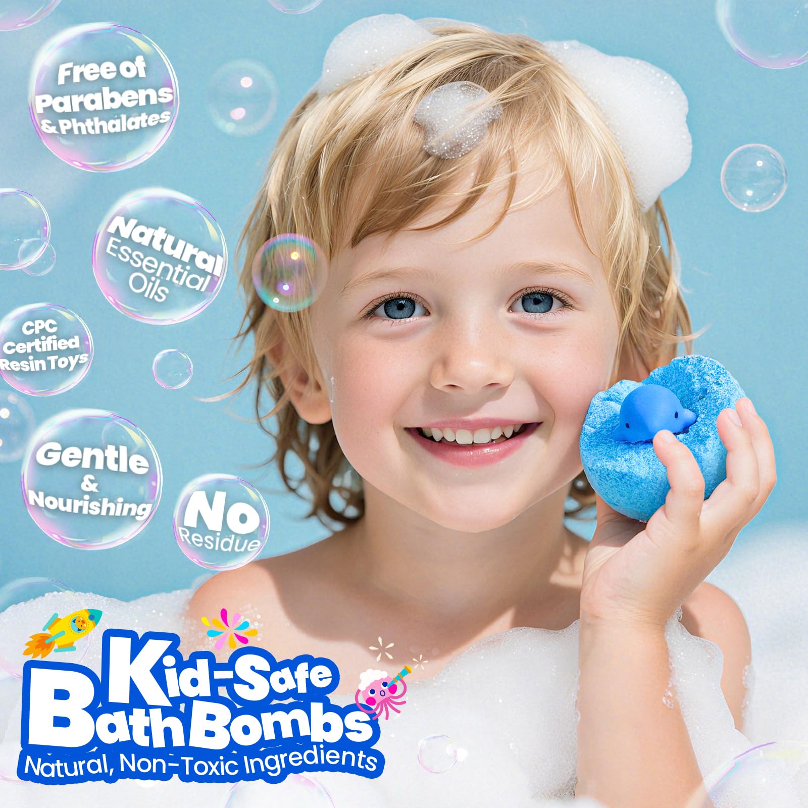 BubbleTail Kids Bath Bombs – 28 Surprises, 14 Scents, Safe & Colorful Bath Fun