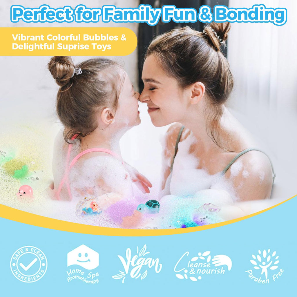 BubFroo Mermaid Bath Bombs for Kids – 6-Pack with Surprise Toys Inside