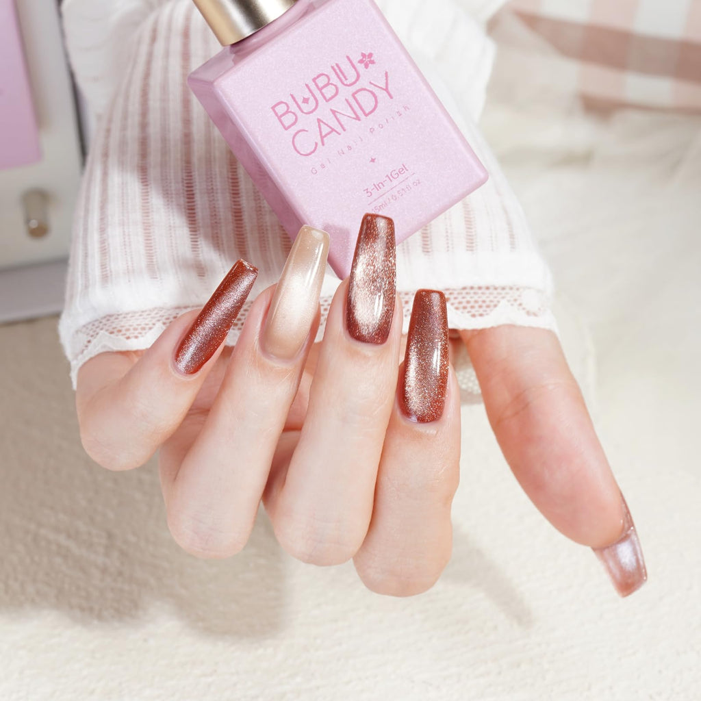 BUBU CANDY 6Pcs Cateye Gel Nail Polish Set – Festive Home Manicure Kit
