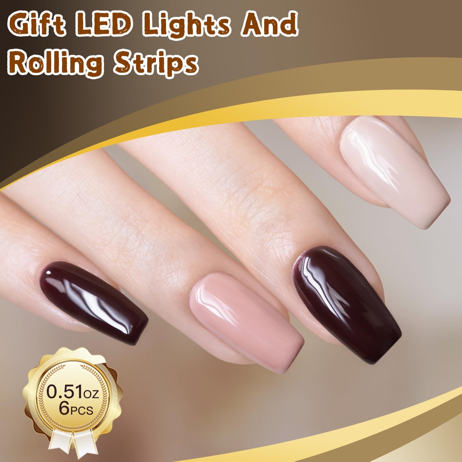 BUBU CANDY Gel Nail Polish Set 6×15ml — HEMA-Free Soak-Off UV/LED Kit for DIY Winter Nude Nails