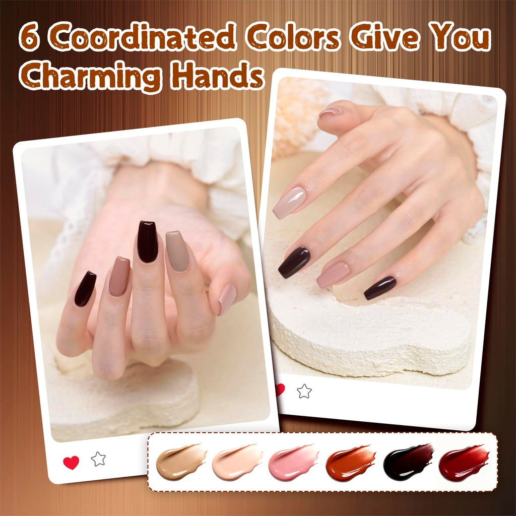 BUBU CANDY Gel Nail Polish Set 6×15ml — HEMA-Free Soak-Off UV/LED Kit for DIY Winter Nude Nails