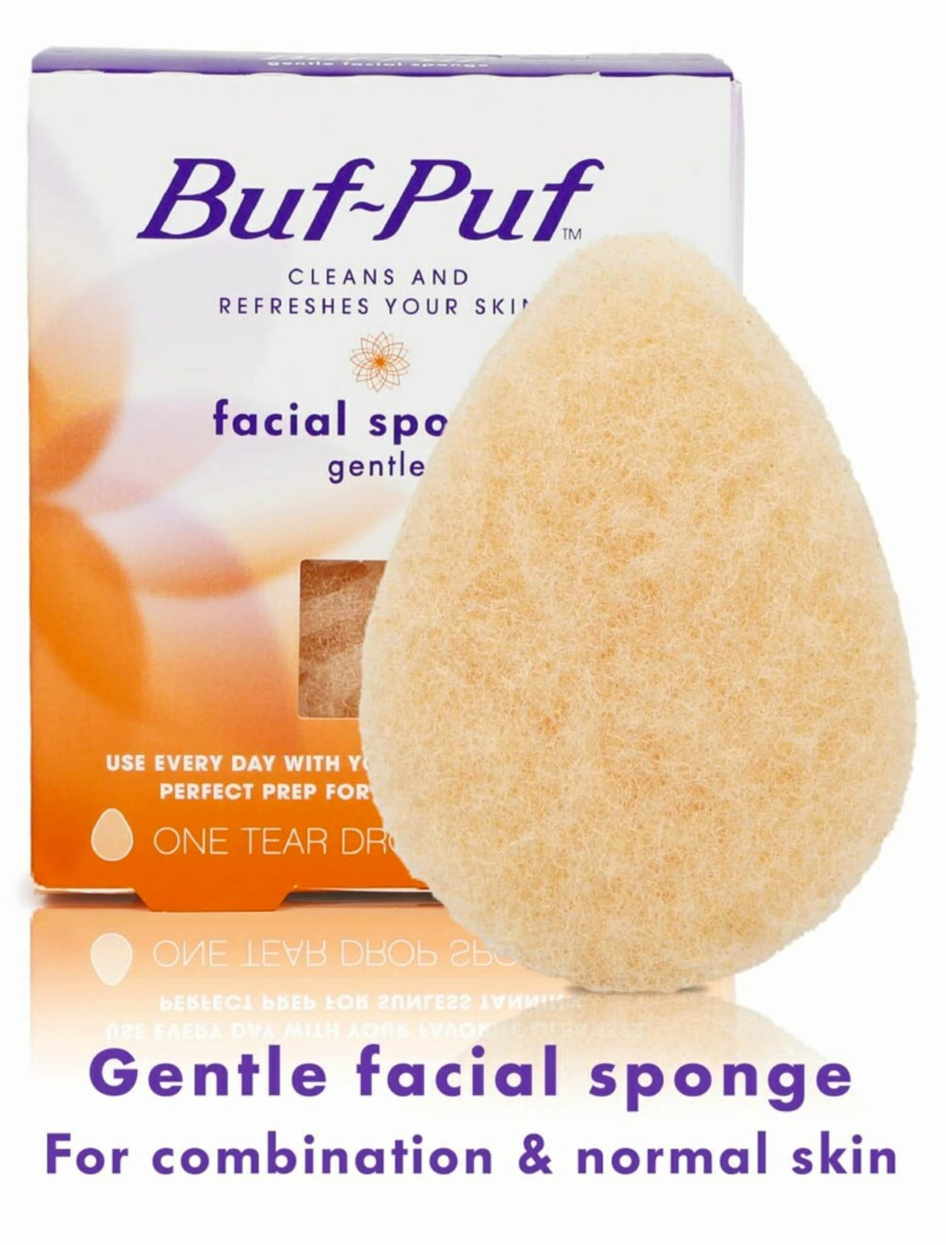 Buf-Puf Gentle Facial Sponge – Dermatologist-Developed Daily Cleanse & Exfoliation, 6 Count