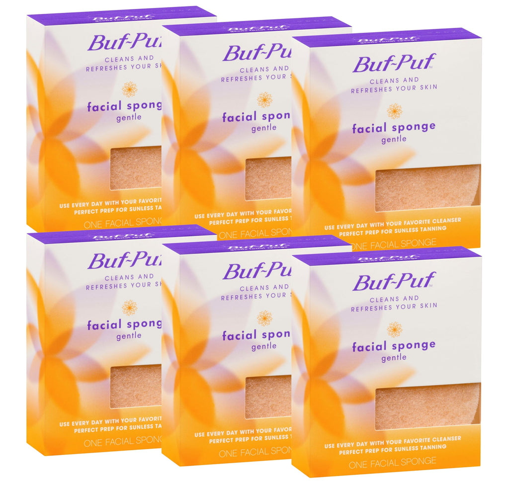 Buf-Puf Gentle Facial Sponge – Dermatologist-Developed Daily Cleanse & Exfoliation, 6 Count