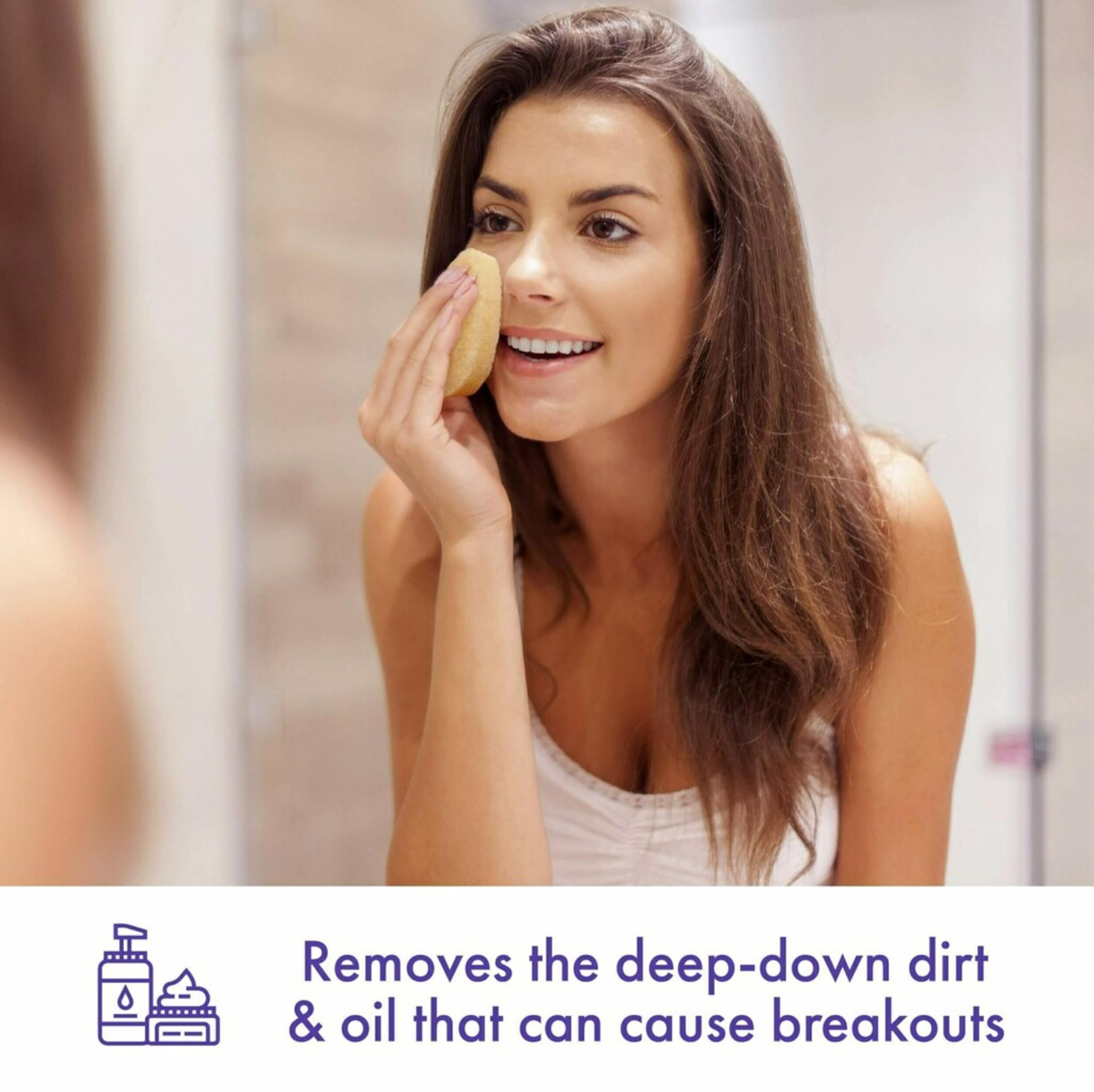 Buf-Puf Gentle Facial Sponge – Dermatologist-Developed Daily Cleanse & Exfoliation, 6 Count