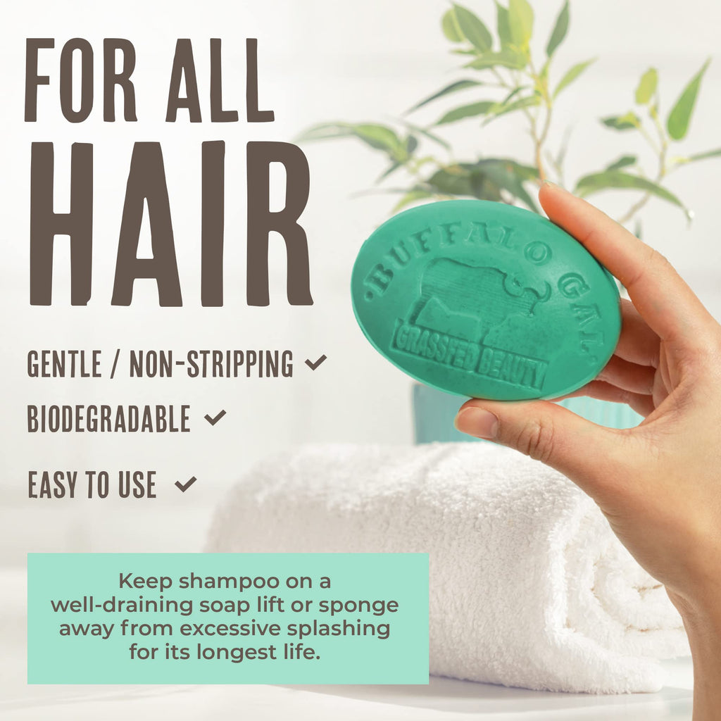 BUFFALO GAL MSM Shampoo Bar – Non-Soap, pH-Balanced, All Hair Types, 4 oz