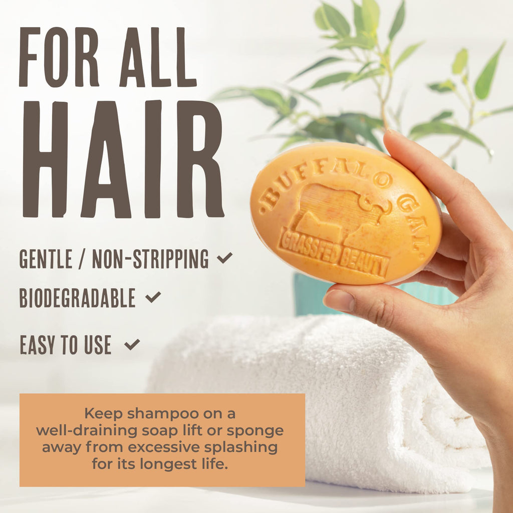 BUFFALO GAL MSM + Tallow Shampoo Bar – Hair Growth Solid, pH Balanced & Sulfate-Free