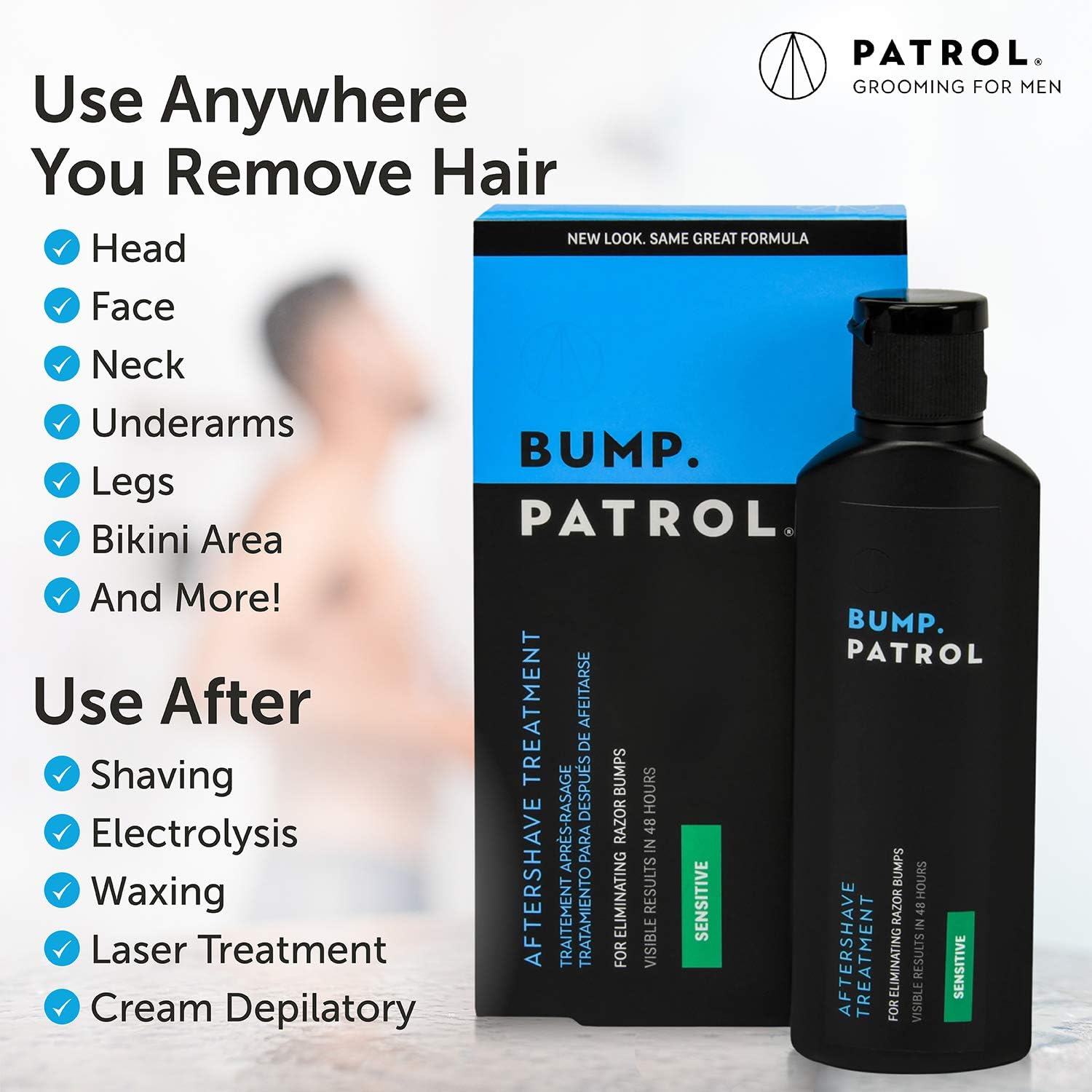 Bump Patrol Sensitive Strength Aftershave Formula – Gentle, Alcohol-Free Razor Bump Solution (2 oz x 2 Pack)