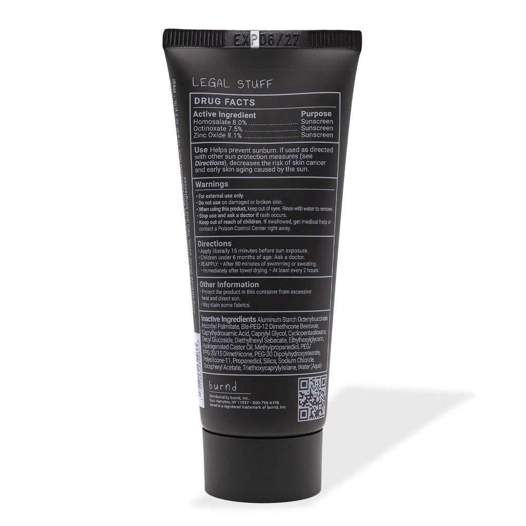 burnd SPF41 Broad Spectrum Sunscreen — 80 Min Water-Resistant, Clear Dry Finish