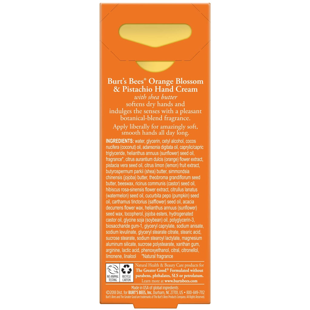 Burt's Bees Orange Blossom & Pistachio Hand Cream with Shea Butter – 1 oz
