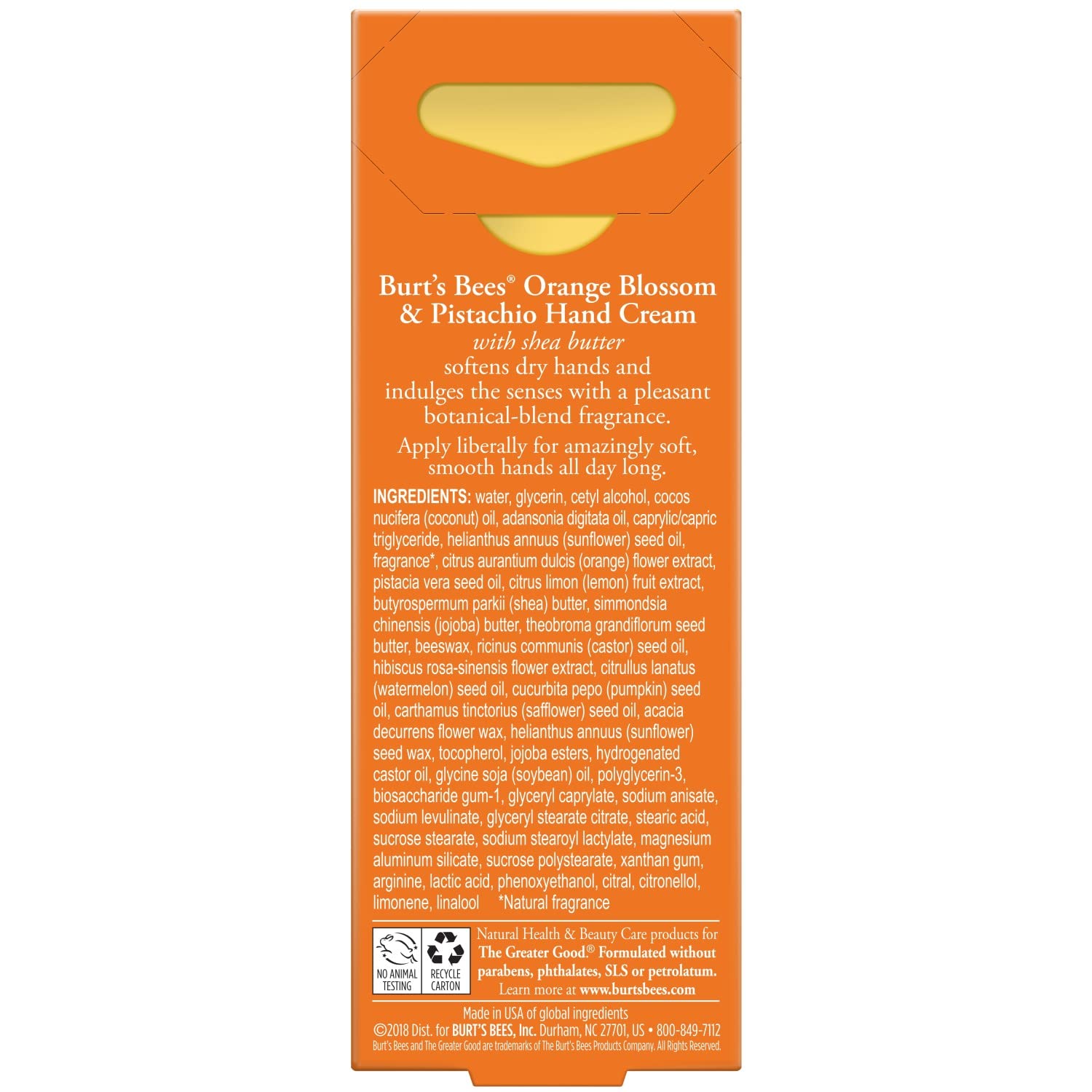 Burt's Bees Orange Blossom & Pistachio Hand Cream with Shea Butter – 1 oz