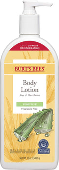 Burt's Bees Sensitive Skin Body Lotion with Aloe & Shea Butter – 12 Oz (Fragrance-Free)
