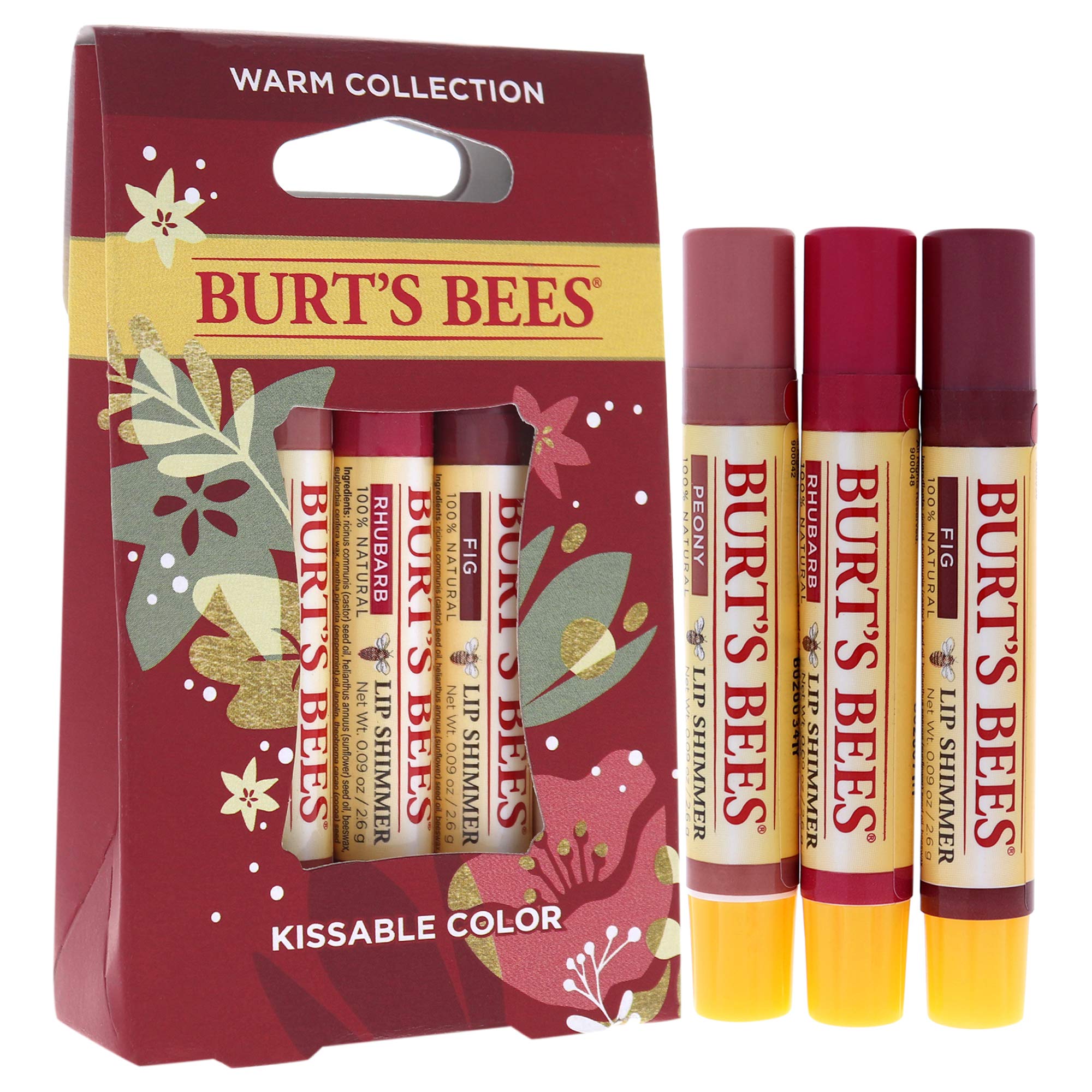 Burt's Bees Kissable Color Warm Lip Shimmer – Peony, Rhubarb & Fig (3 oz)