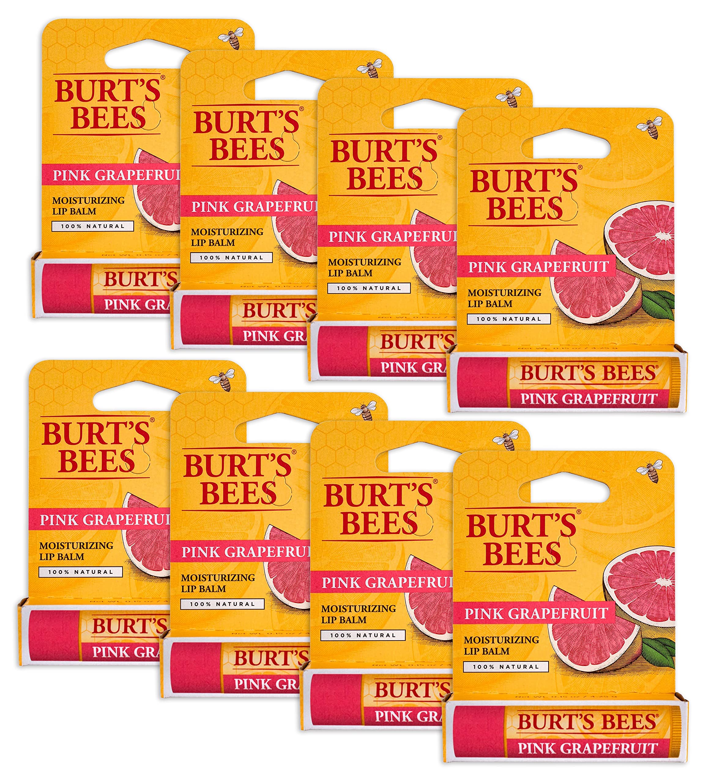Burt's Bees Pink Grapefruit Lip Balm 0.15 oz – Pack of 8