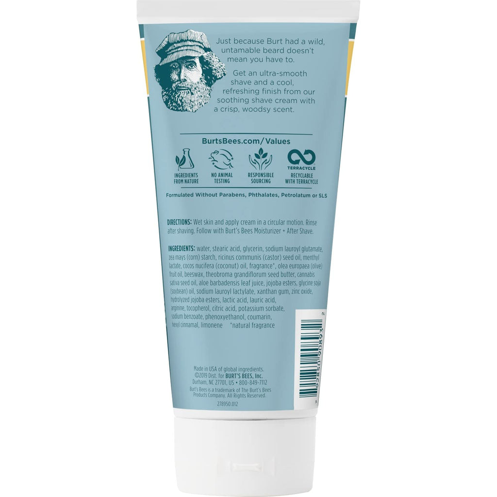 Burt's Bees Cooling Shave Cream for Men with Aloe & Hemp – 5 oz (3 Pack)