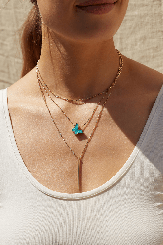 Louche Papillon 3 Strand Pendant Necklace