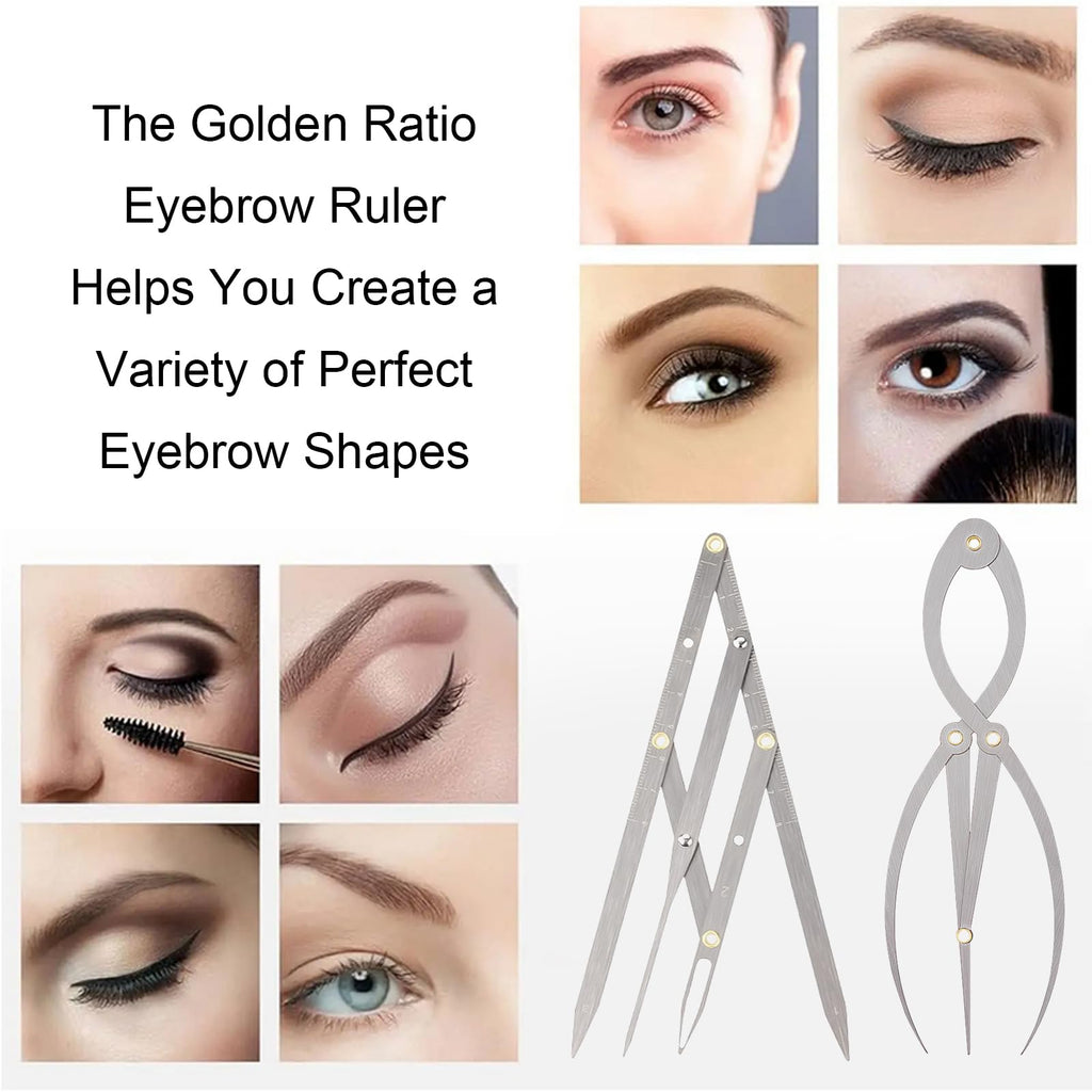 Buulea 2 Pcs Golden Ratio Eyebrow Caliper & 1:1.618 Ruler – Precision Brow Mapping Tool