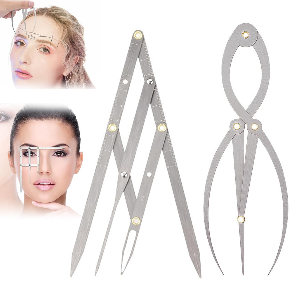 Buulea 2 Pcs Golden Ratio Eyebrow Caliper & 1:1.618 Ruler – Precision Brow Mapping Tool