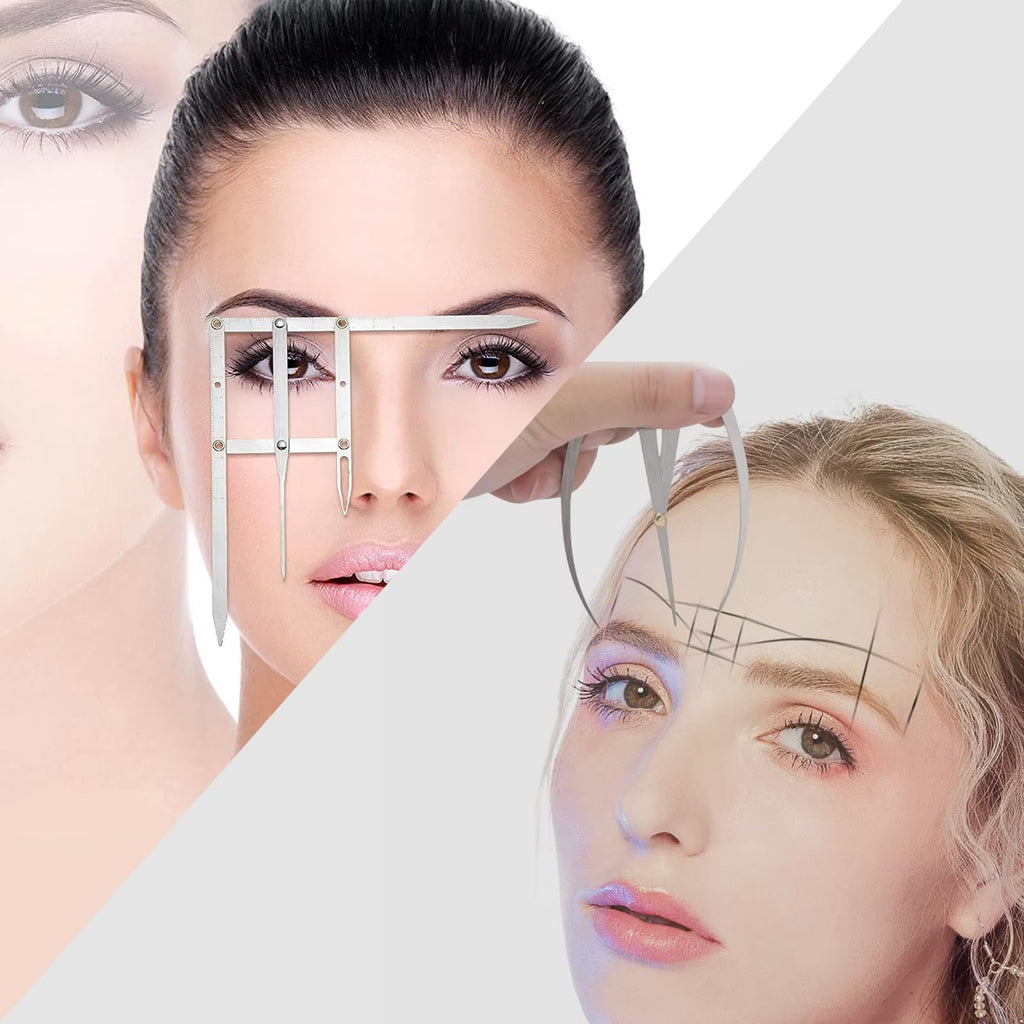 Buulea 2 Pcs Golden Ratio Eyebrow Caliper & 1:1.618 Ruler – Precision Brow Mapping Tool