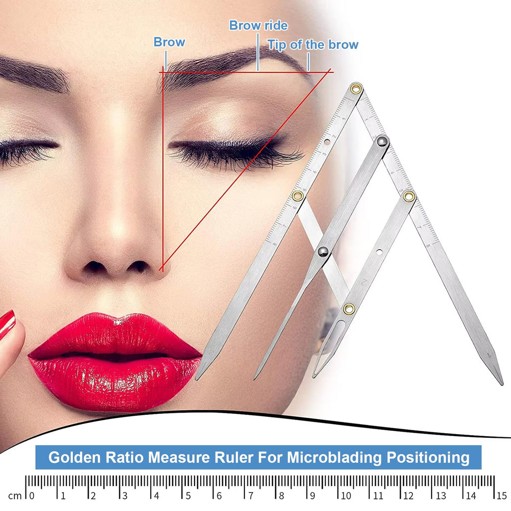 Buulea 2 Pcs Golden Ratio Eyebrow Caliper & 1:1.618 Ruler – Precision Brow Mapping Tool