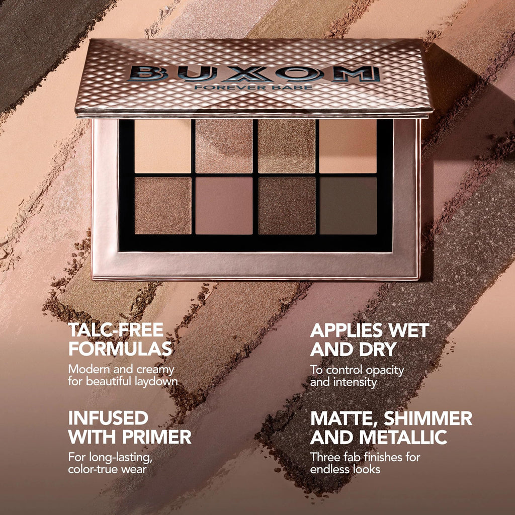 BUXOM Iconic Nudes Eyeshadow Palette – Long-Lasting Primer-Infused Shades