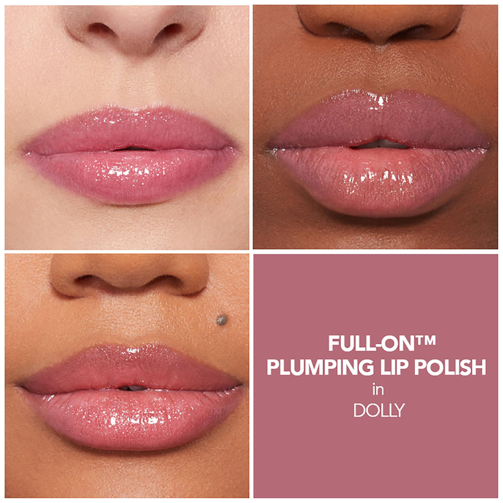 Buxom Full-On Tinted Lip Plumper Gloss – AB Dolly Mini True Mauve Shimmer, Peptide Moisture, Vegan